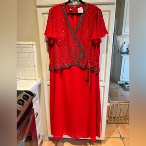 glow red dress size 24 front tie back zipper pretty embellishments